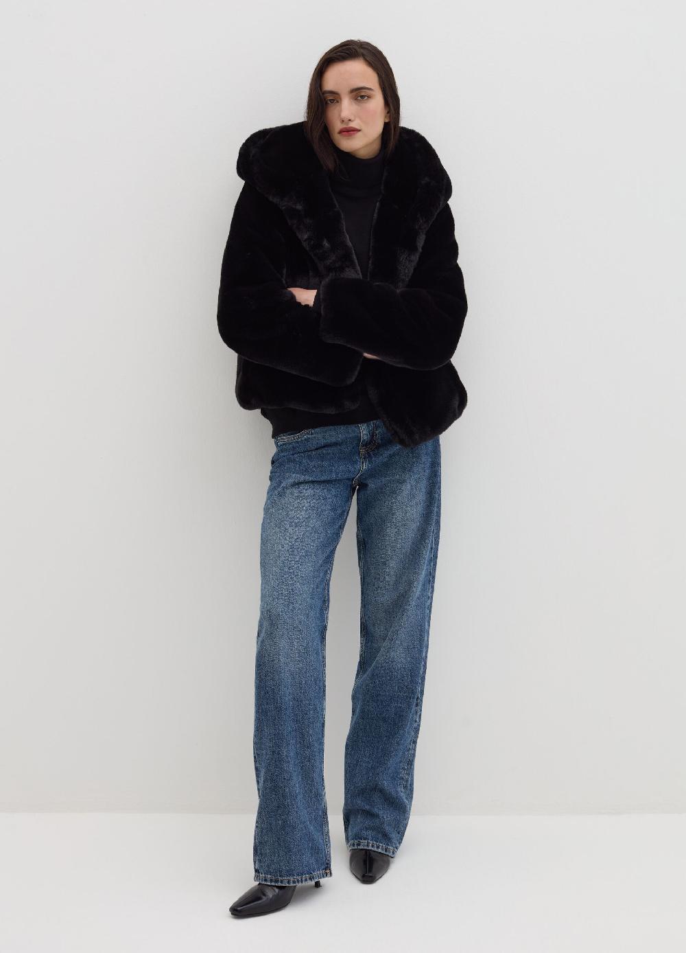 Stefanel Giacca corta teddy con cappuccio