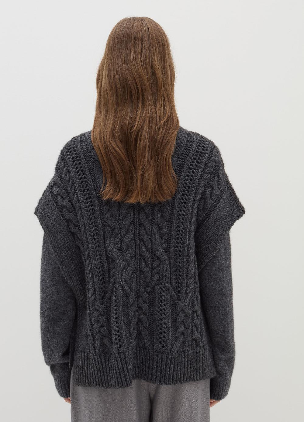 Stefanel Gilet Chiuso A Trecce Con Collo Alto