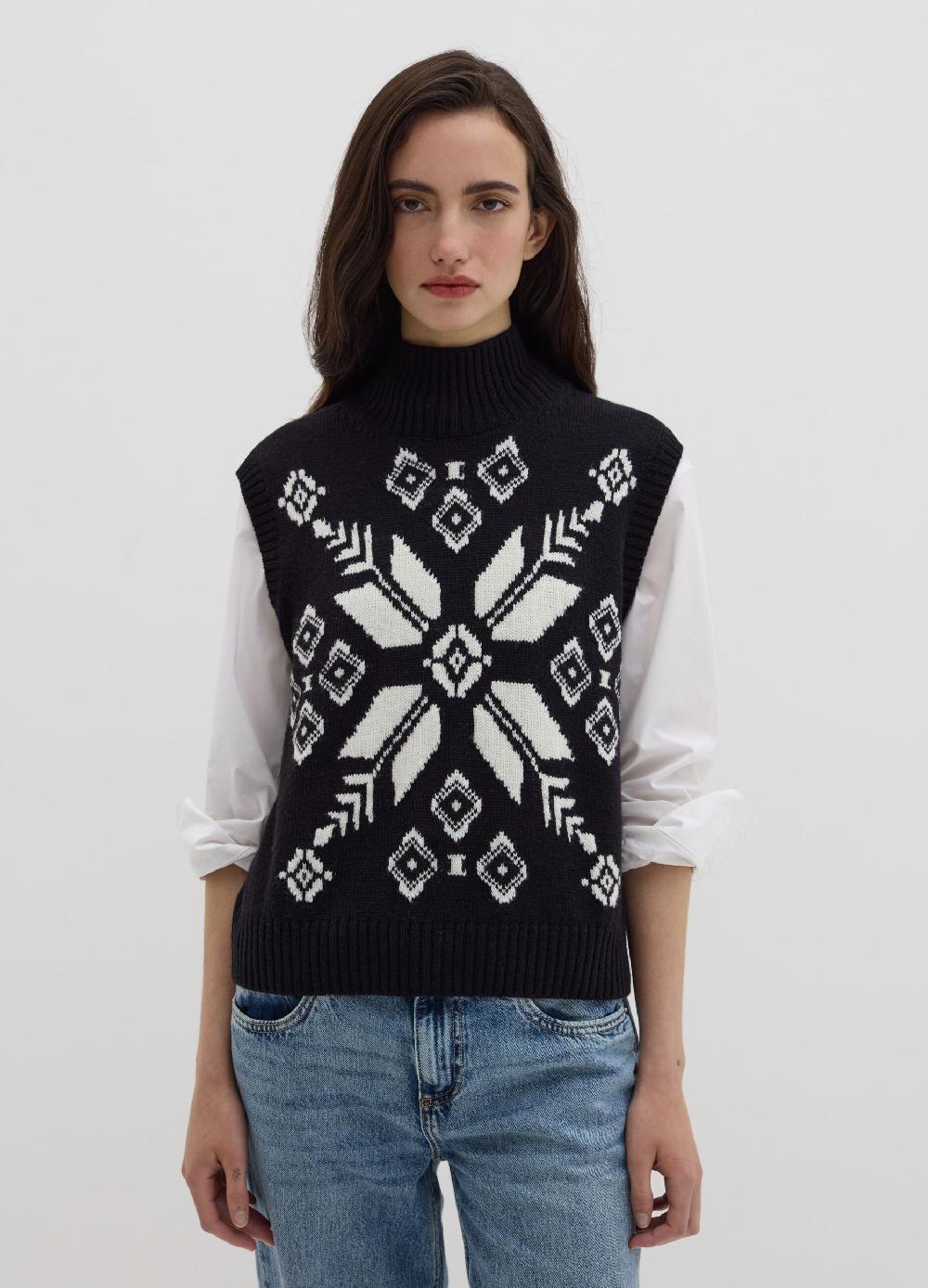 Stefanel Gilet Chiuso Con Disegno Jacquard