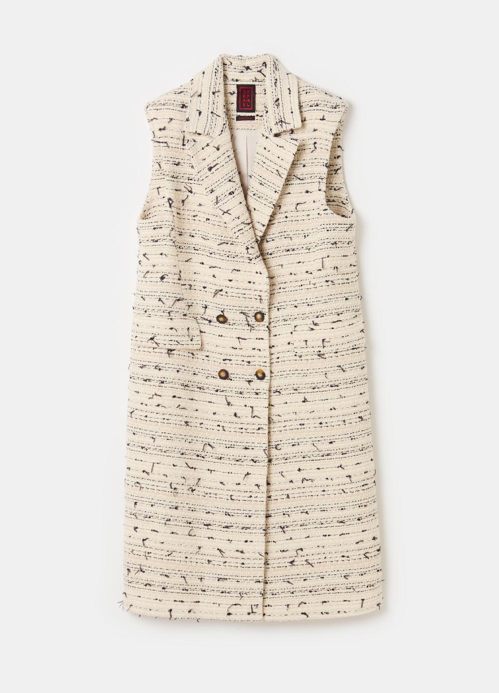 Stefanel Gilet Lungo Doppiopetto In Tweed