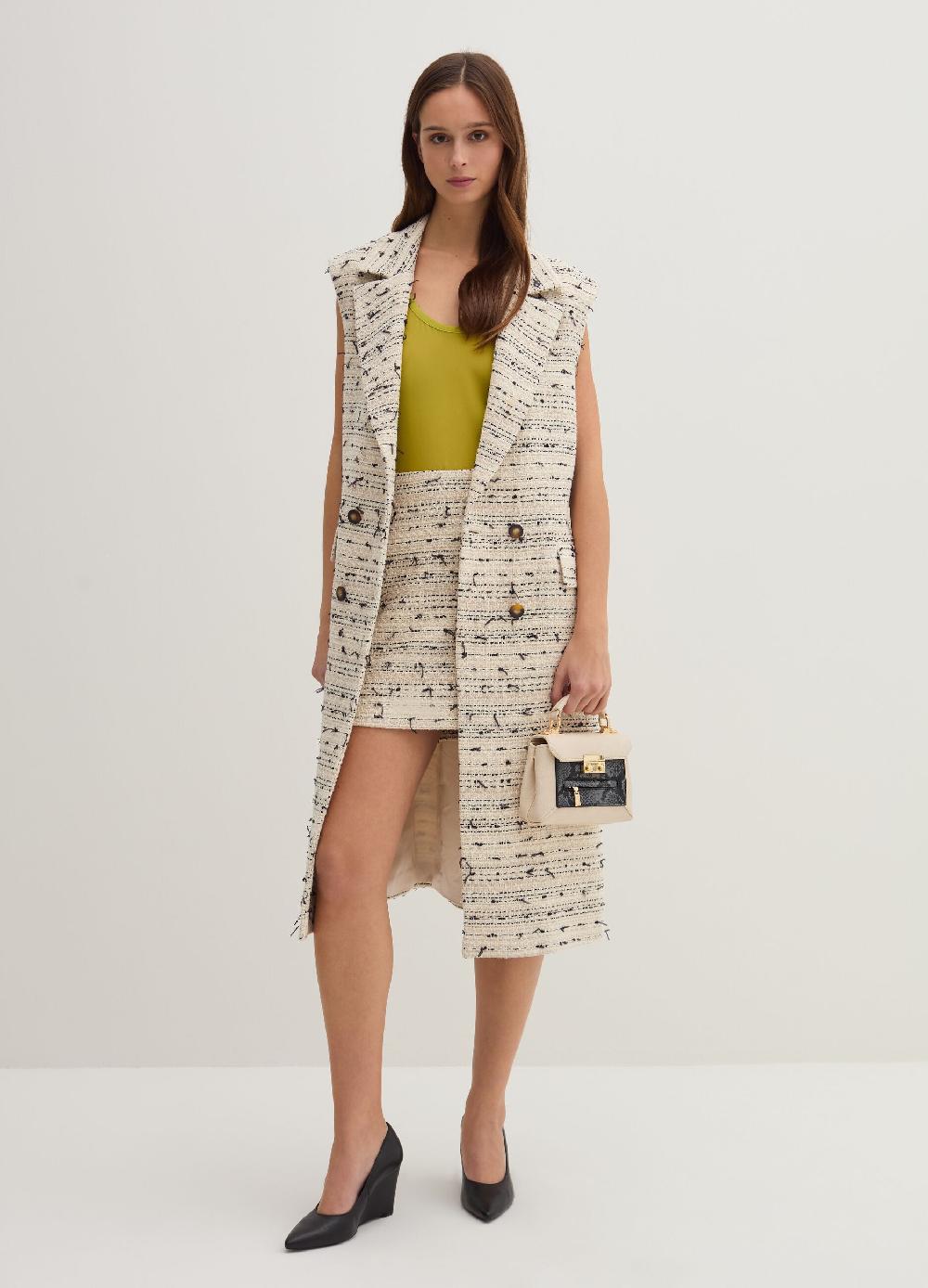 Stefanel Gilet lungo doppiopetto in tweed