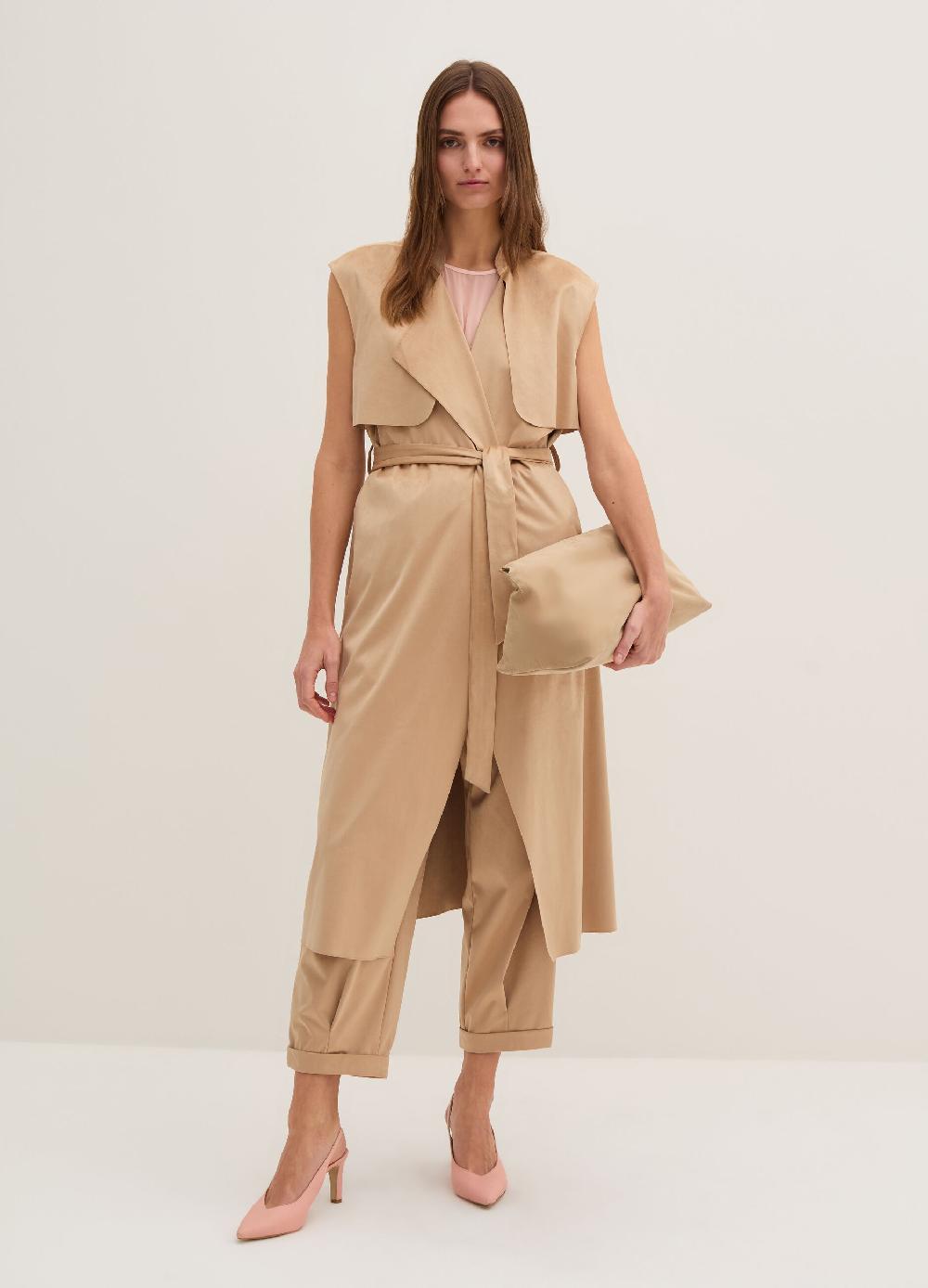 Stefanel Gilet lungo scamosciato con cintura