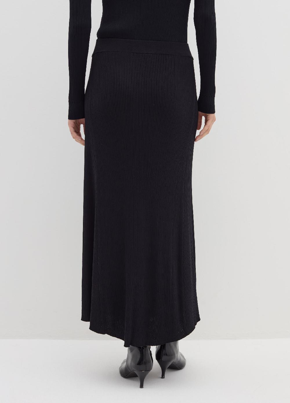 Stefanel Gonna Lunga A Ruota In Maglia A Costine