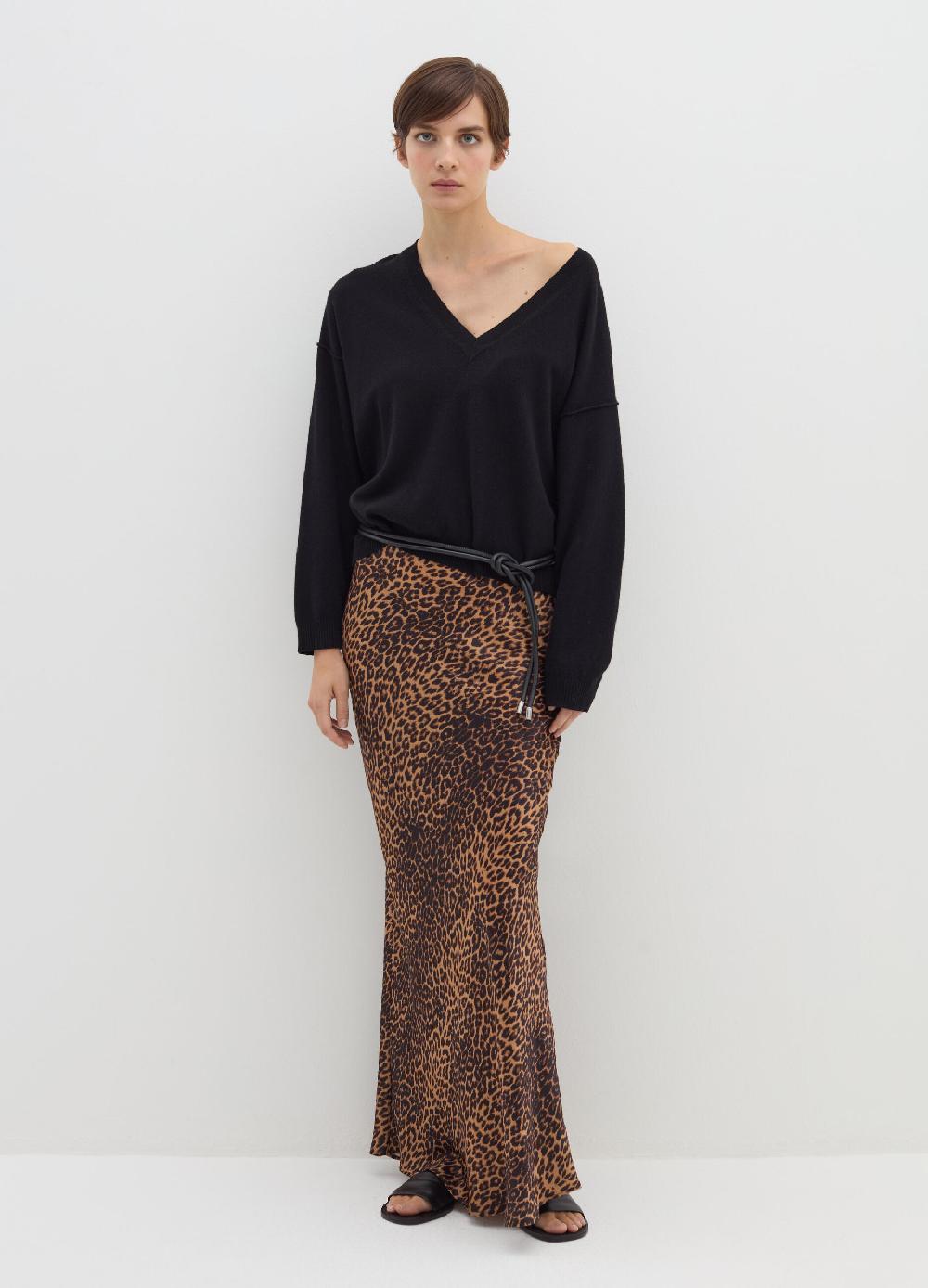 Stefanel Gonna lunga in satin con stampa animalier