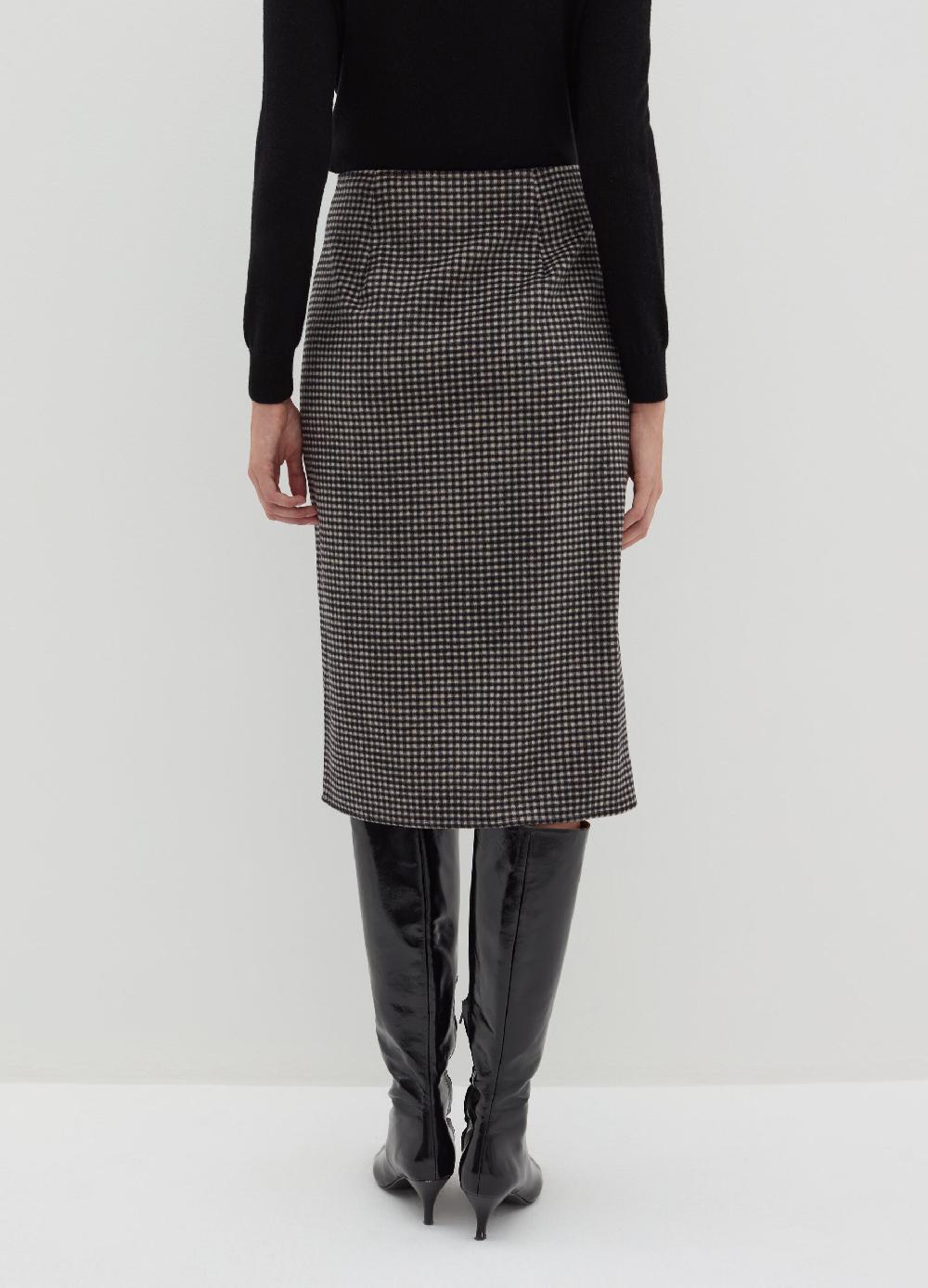 Stefanel Gonna Midi A Portafoglio Pied De Poule