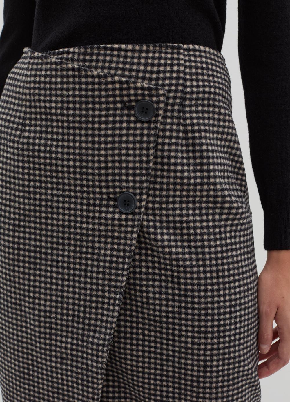 Stefanel Gonna Midi A Portafoglio Pied De Poule