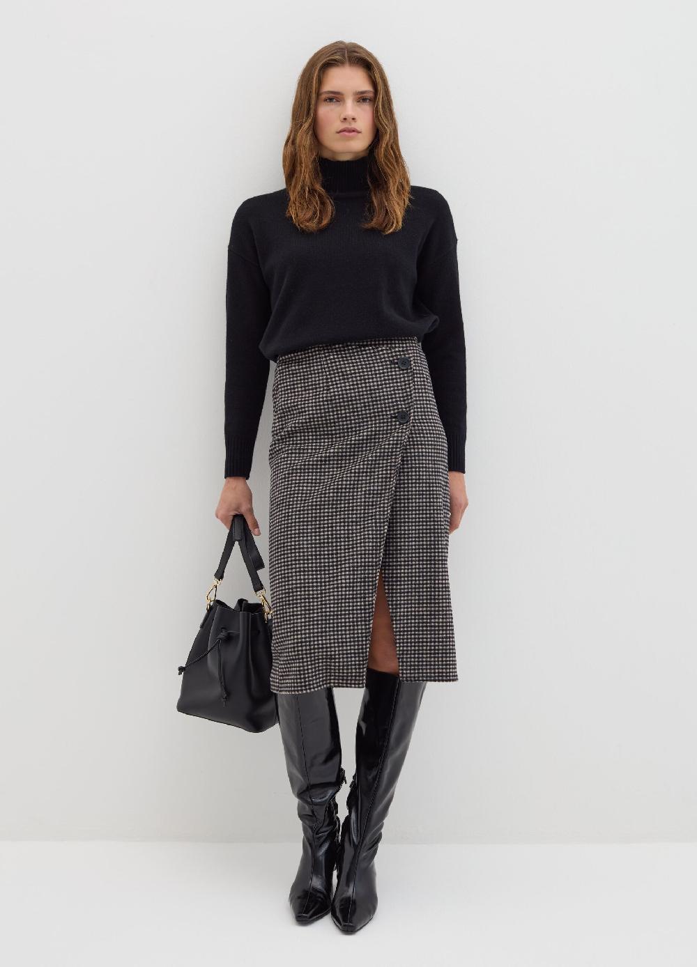 Stefanel Gonna midi a portafoglio pied de poule