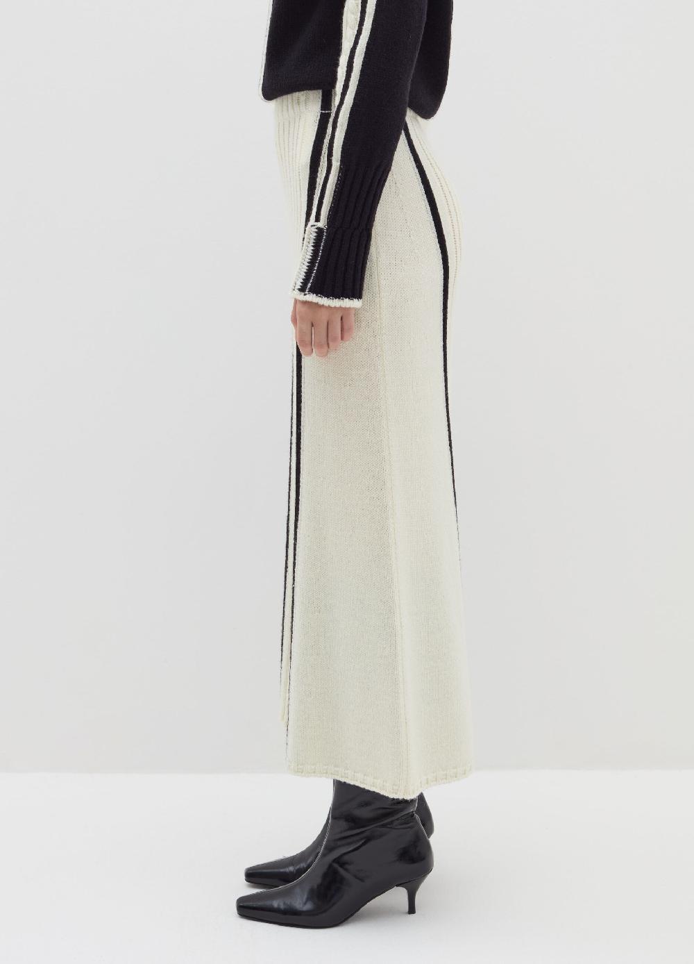 Stefanel Gonna Midi A Tubo Con Intarsio Bicolore