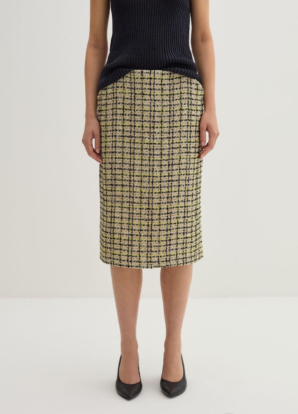 Stefanel Gonna Midi A Tubo In Tweed