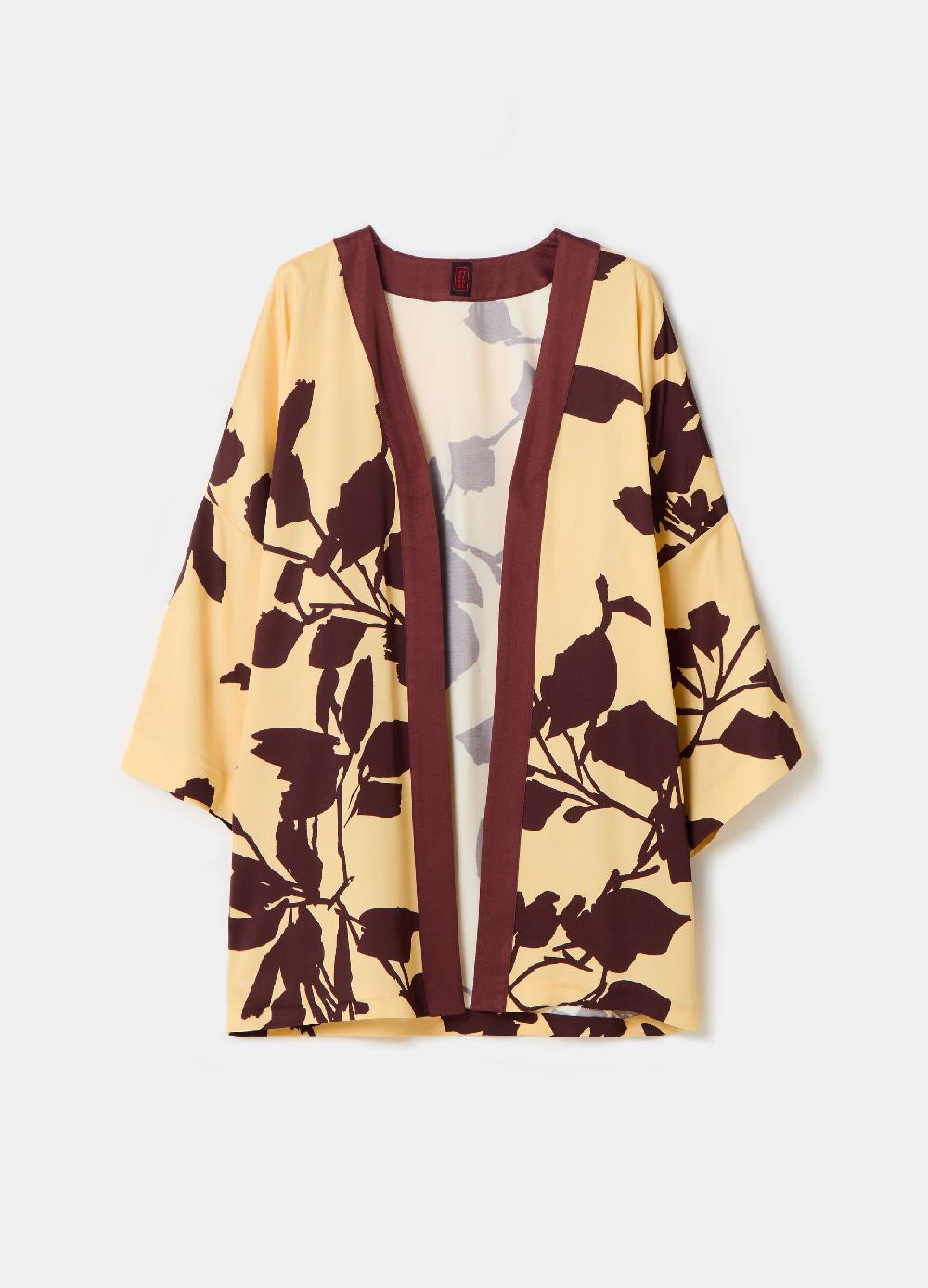 Stefanel Kimono Aperto In Viscosa Con Fantasia