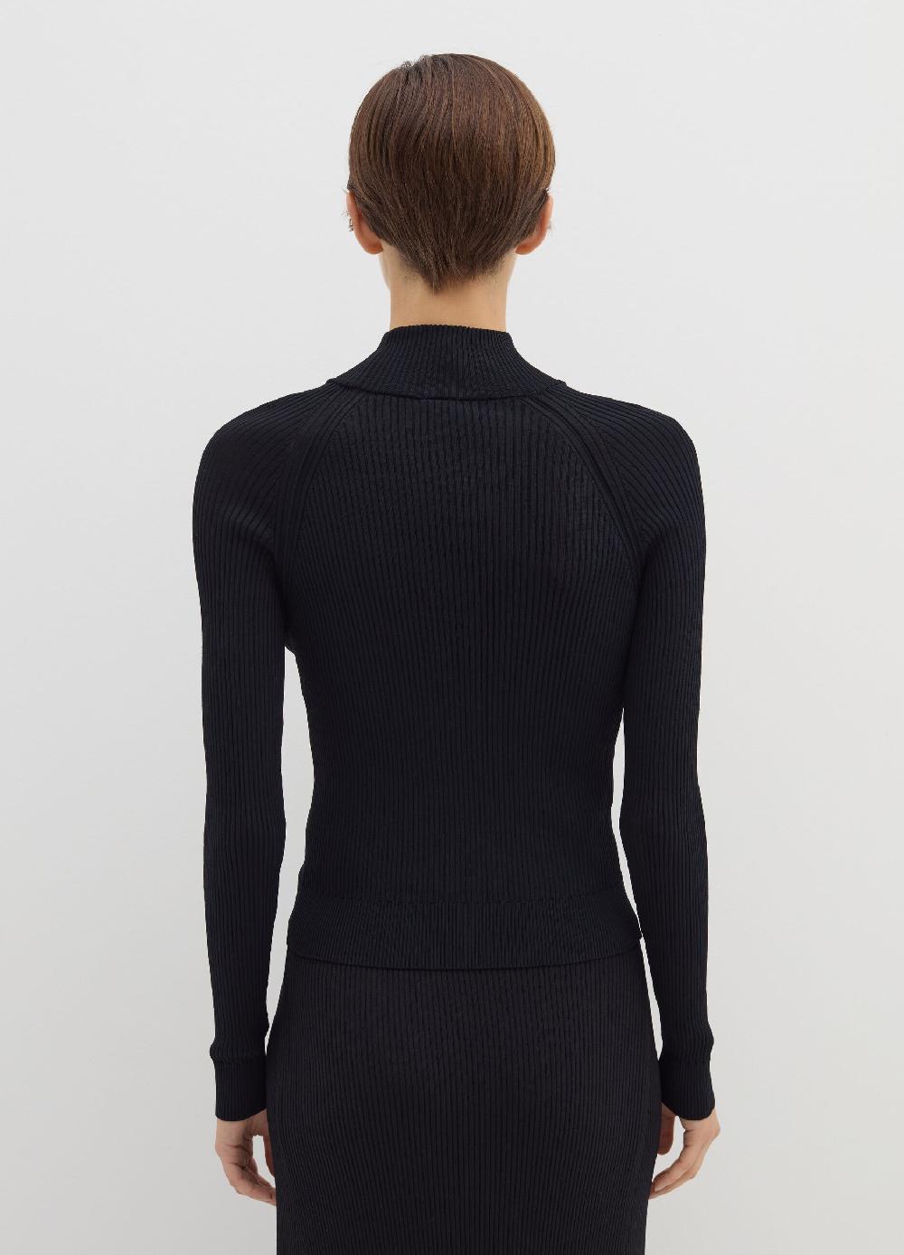 Stefanel Maglia A Coste Piatte Mock Neck