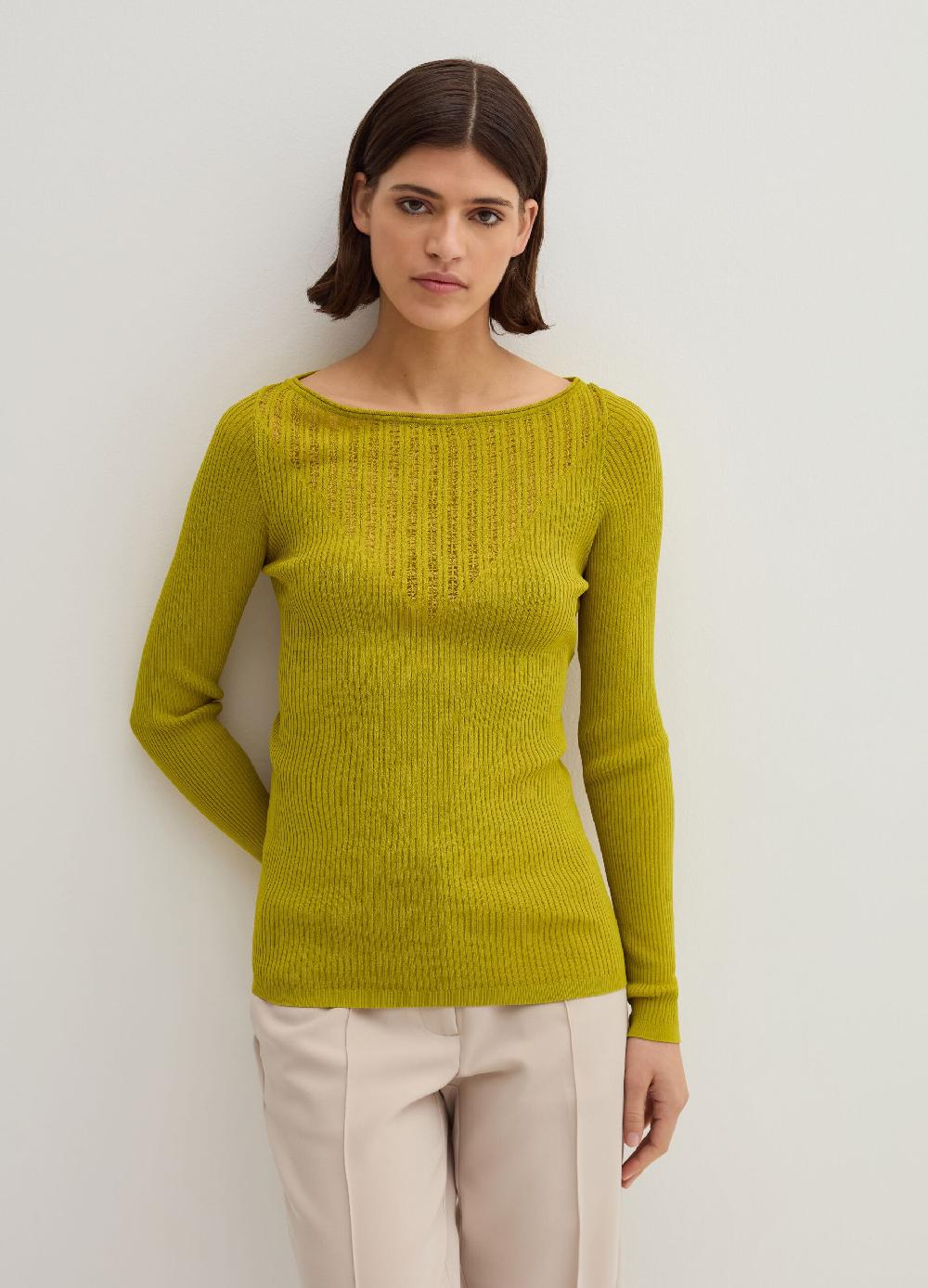 Stefanel Maglia A Costine Con Dettaglio Traforato