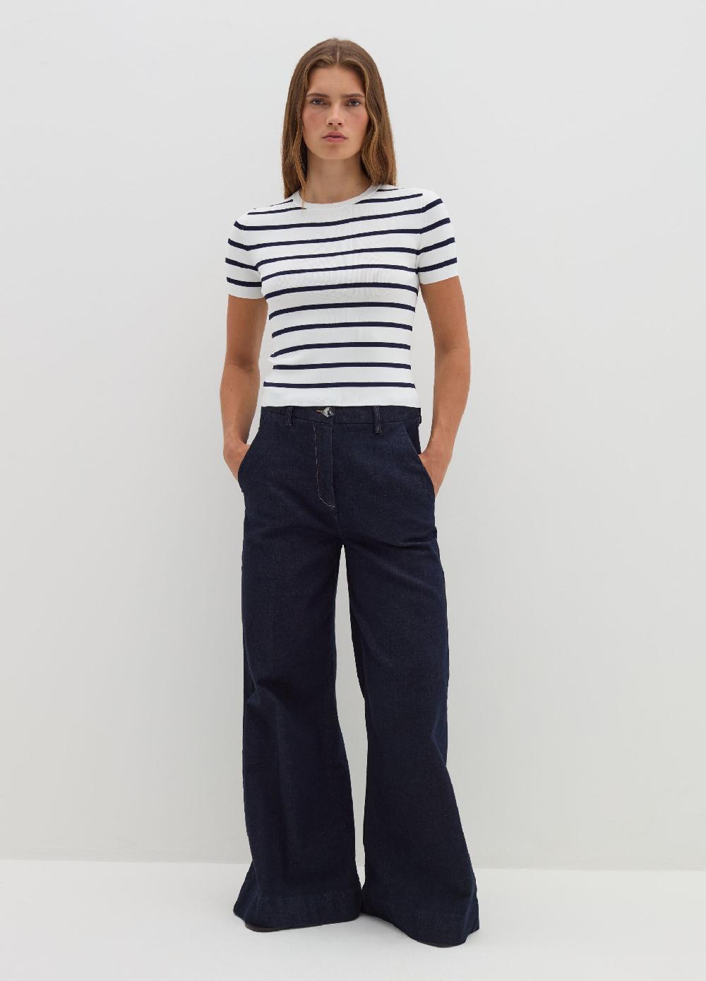 Stefanel Maglia A Maniche Corte In Crêpe A Righe