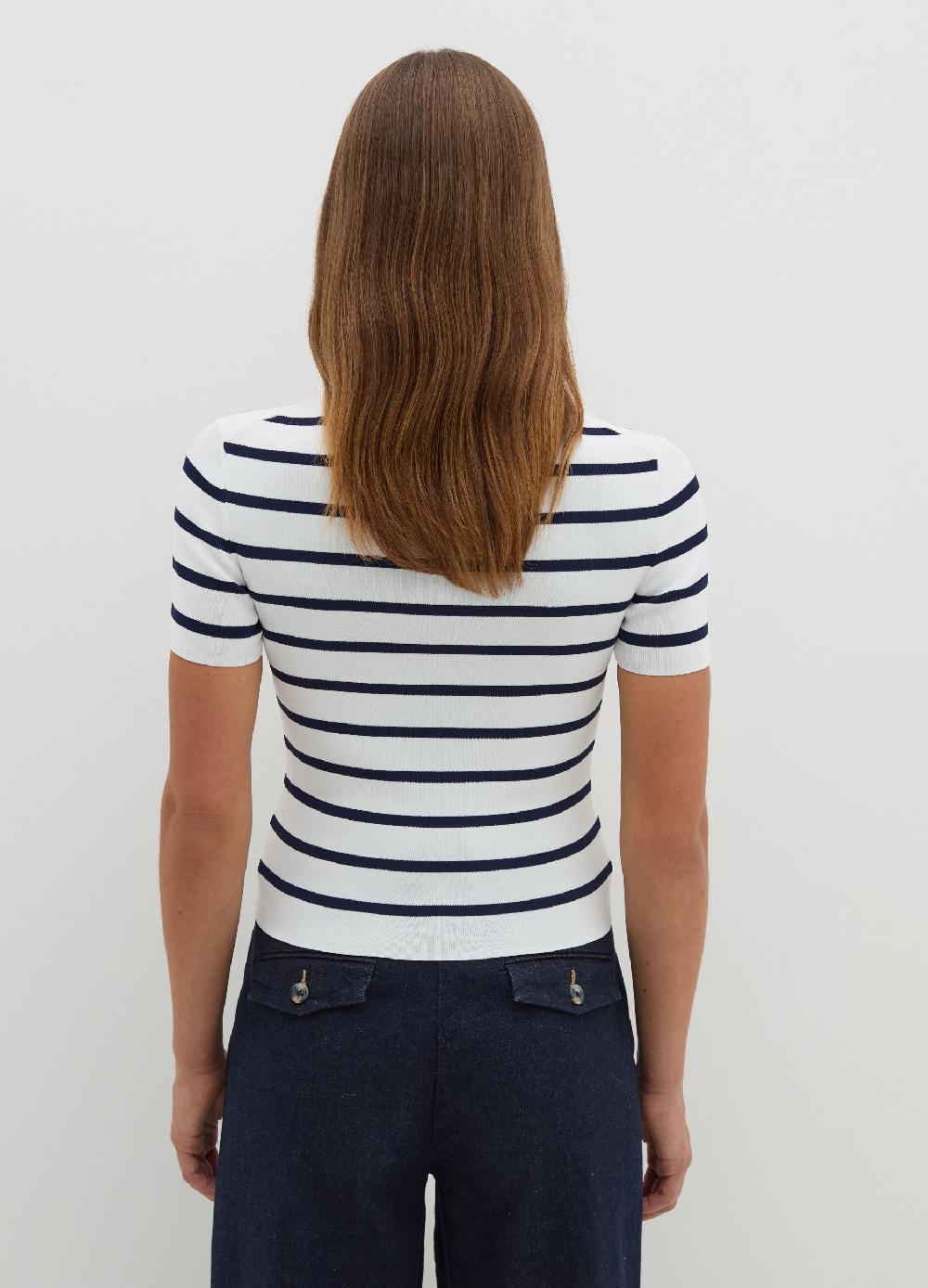 Stefanel Maglia A Maniche Corte In Crêpe A Righe