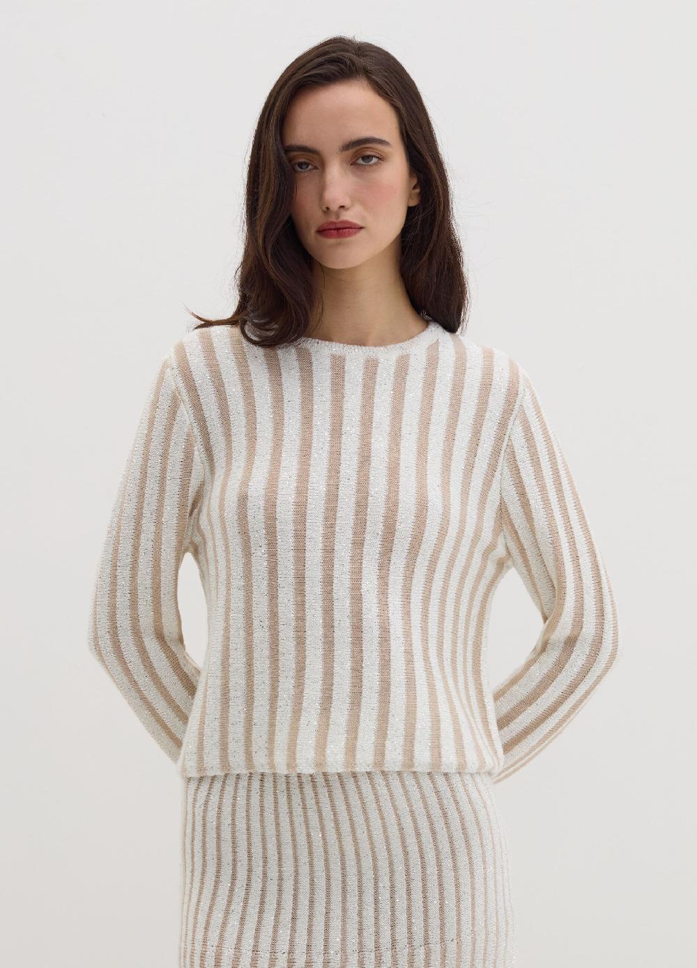 Stefanel Maglia A Righe Con Micro Paillettes