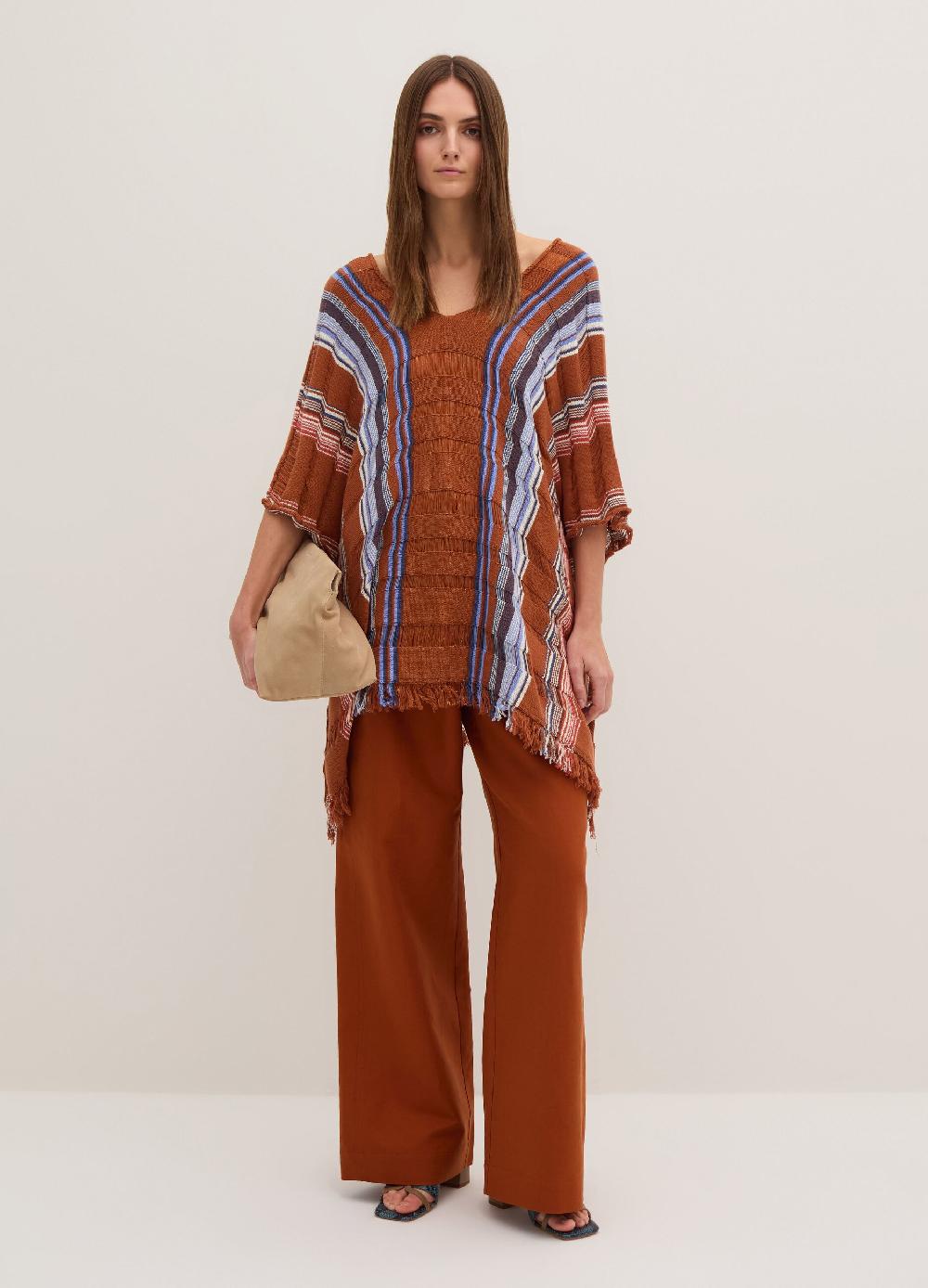 Stefanel Maglia a righe multicolor con frange