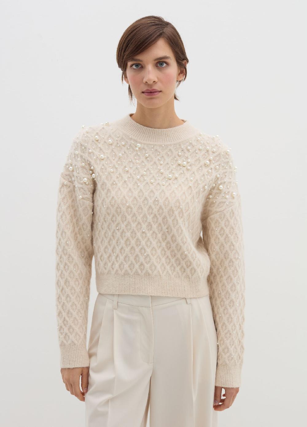 Stefanel Maglia A Rombi Con Perle