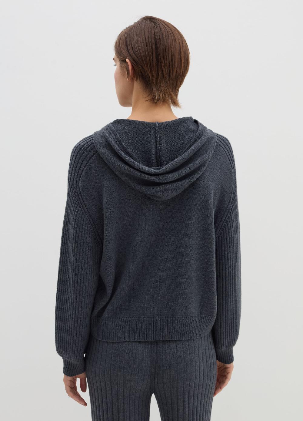 Stefanel Maglia Con Cappuccio A Coste Piatte