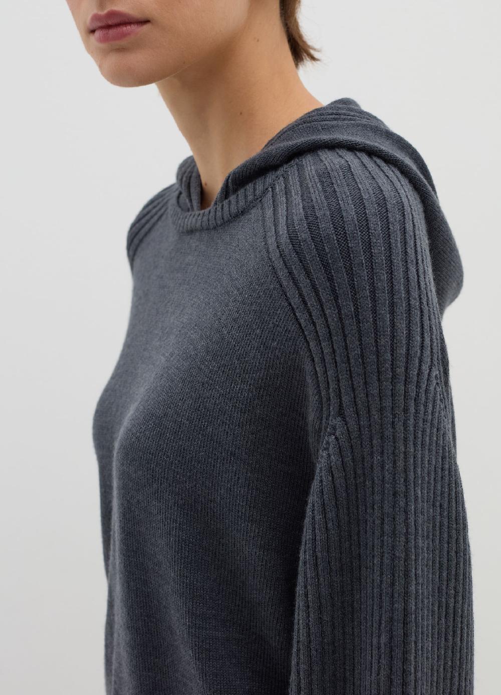 Stefanel Maglia Con Cappuccio A Coste Piatte