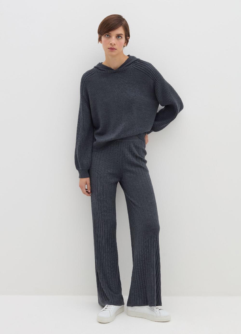 Stefanel Maglia con cappuccio a coste piatte