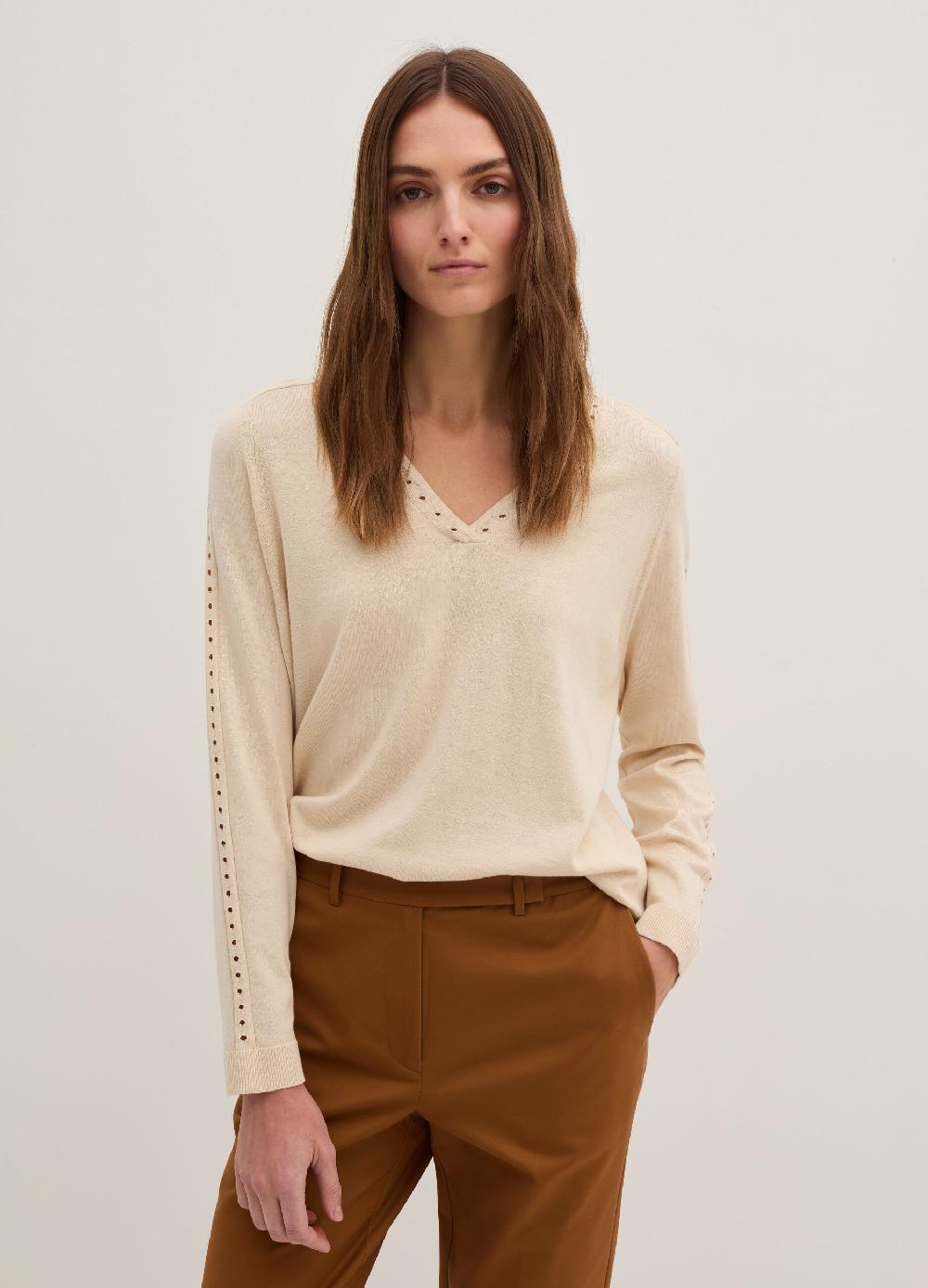 Stefanel Maglia con dettagli traforati scollo a V