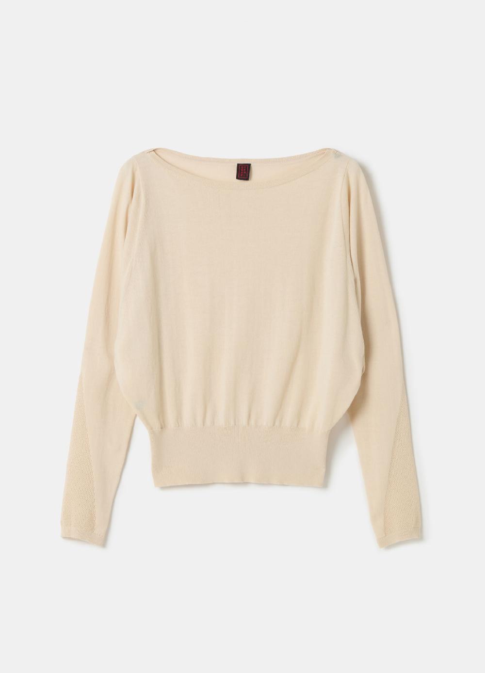 Stefanel Maglia Crop In Crêpe Con Inserto In Mesh