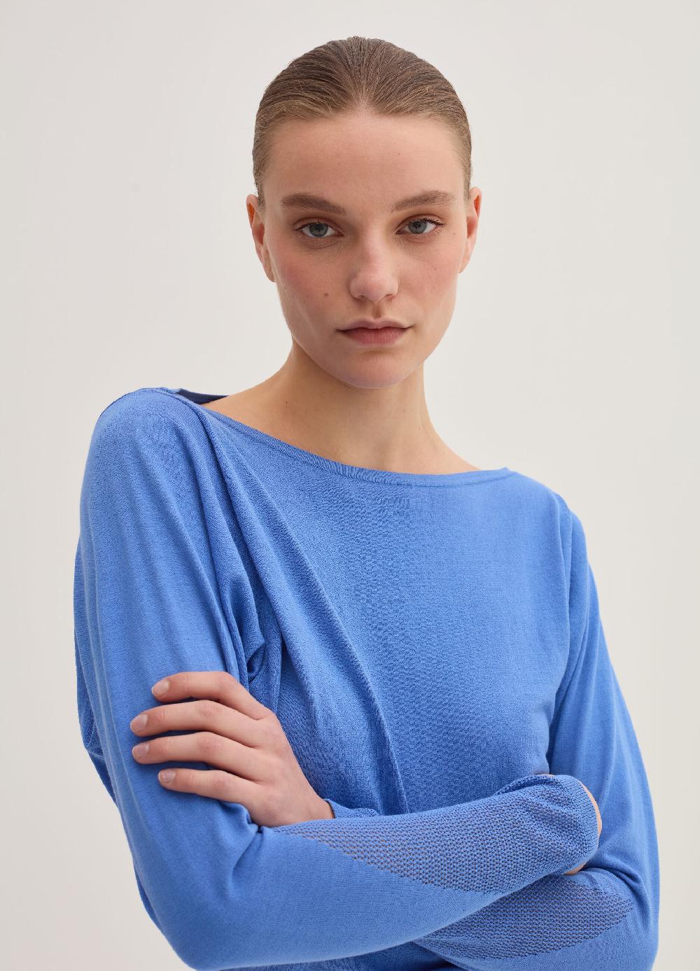 Stefanel Maglia Crop In Crêpe Con Inserto In Mesh