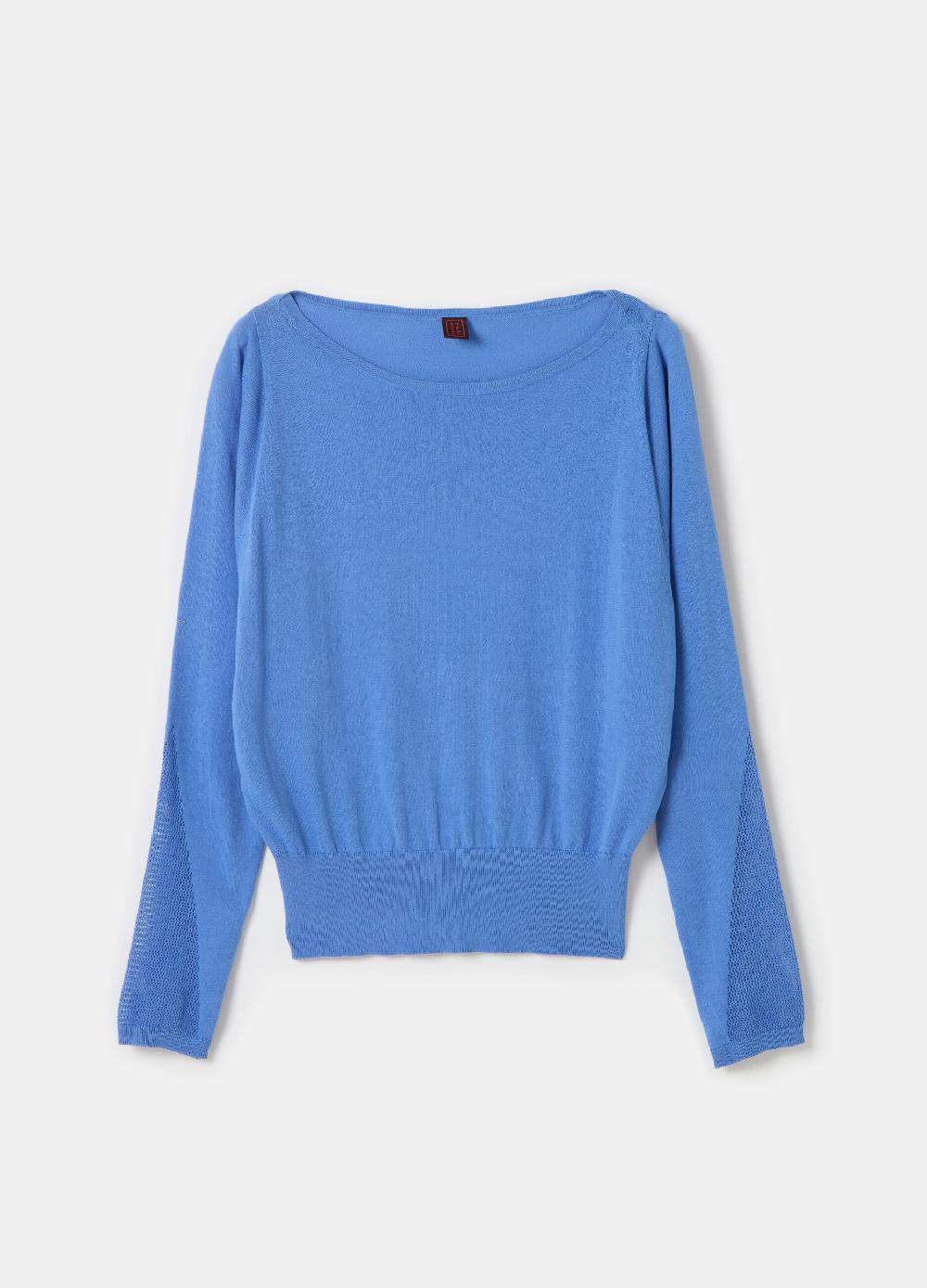 Stefanel Maglia Crop In Crêpe Con Inserto In Mesh