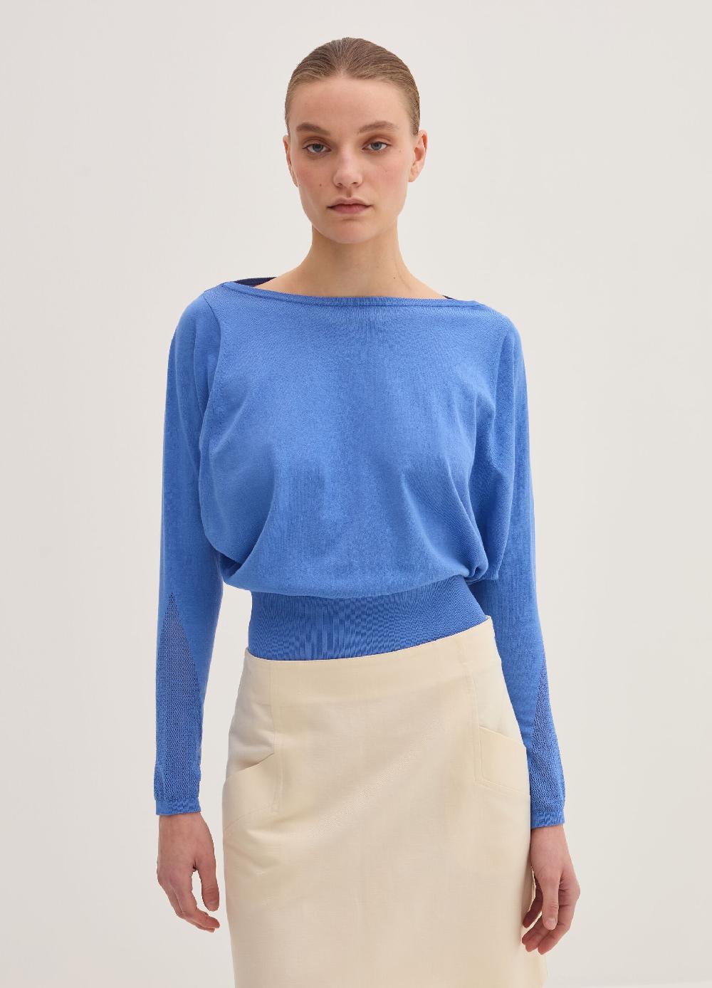 Stefanel Maglia crop in crêpe con inserto in mesh