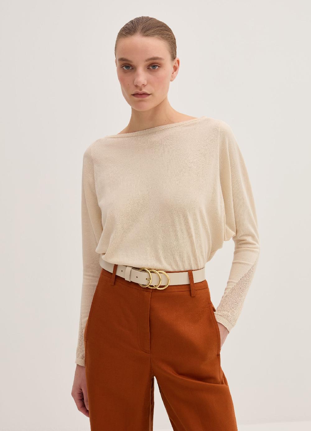 Stefanel Maglia crop in crêpe con inserto in mesh