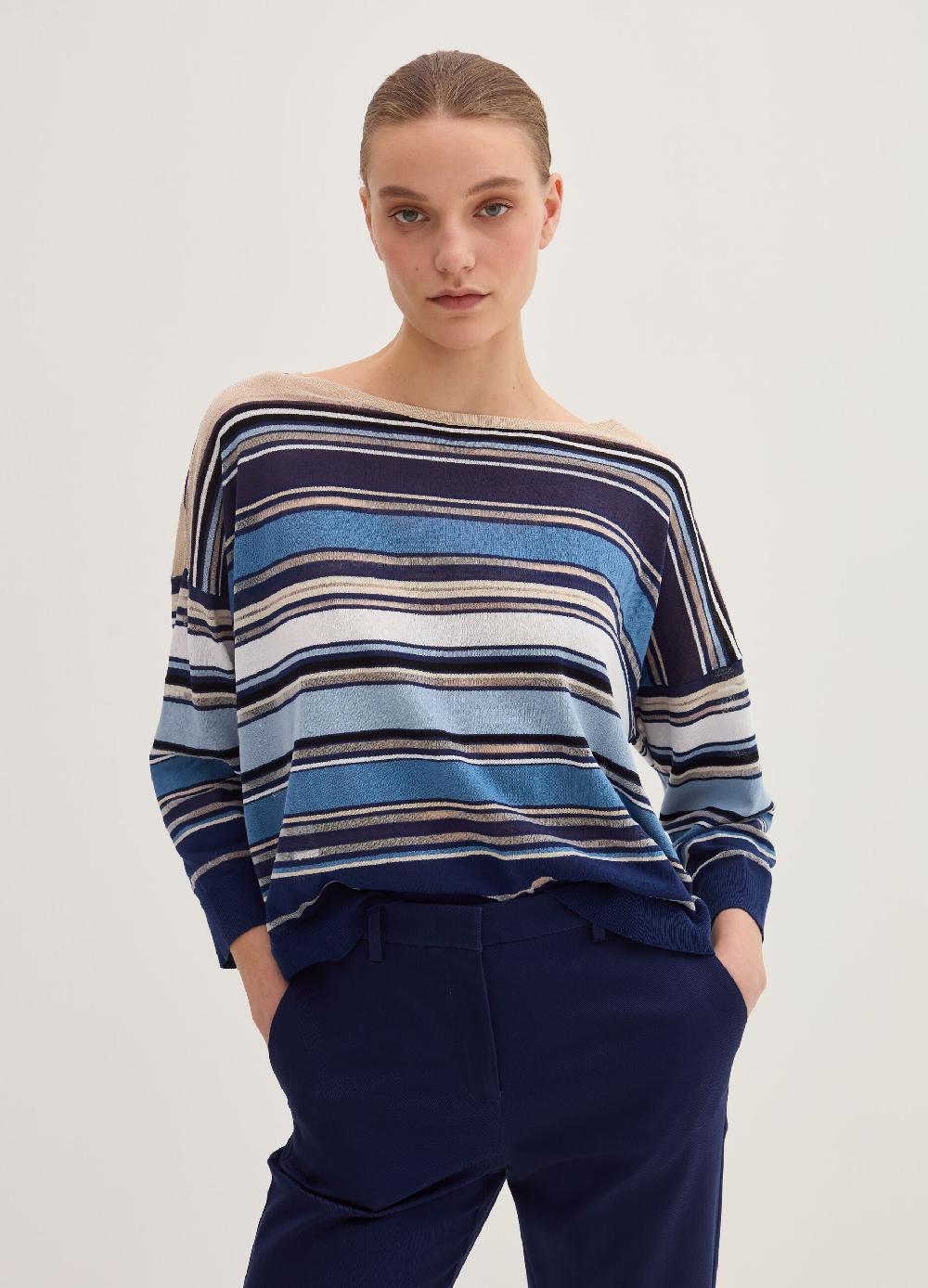 Stefanel Maglia in crêpe a righe