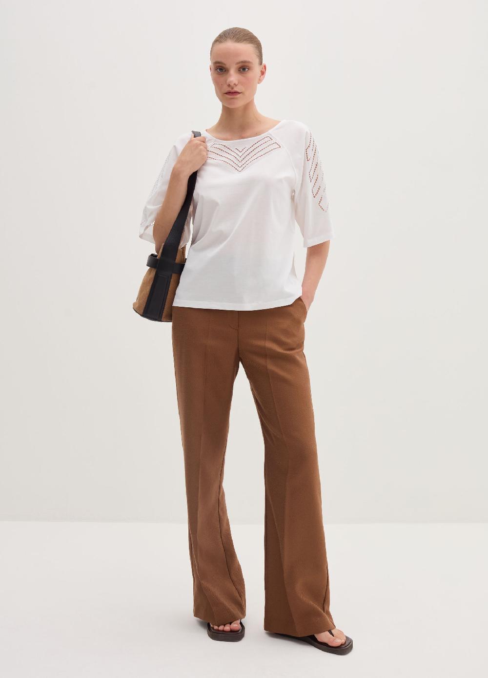 Stefanel Maglia in jersey con ricamo anglaise