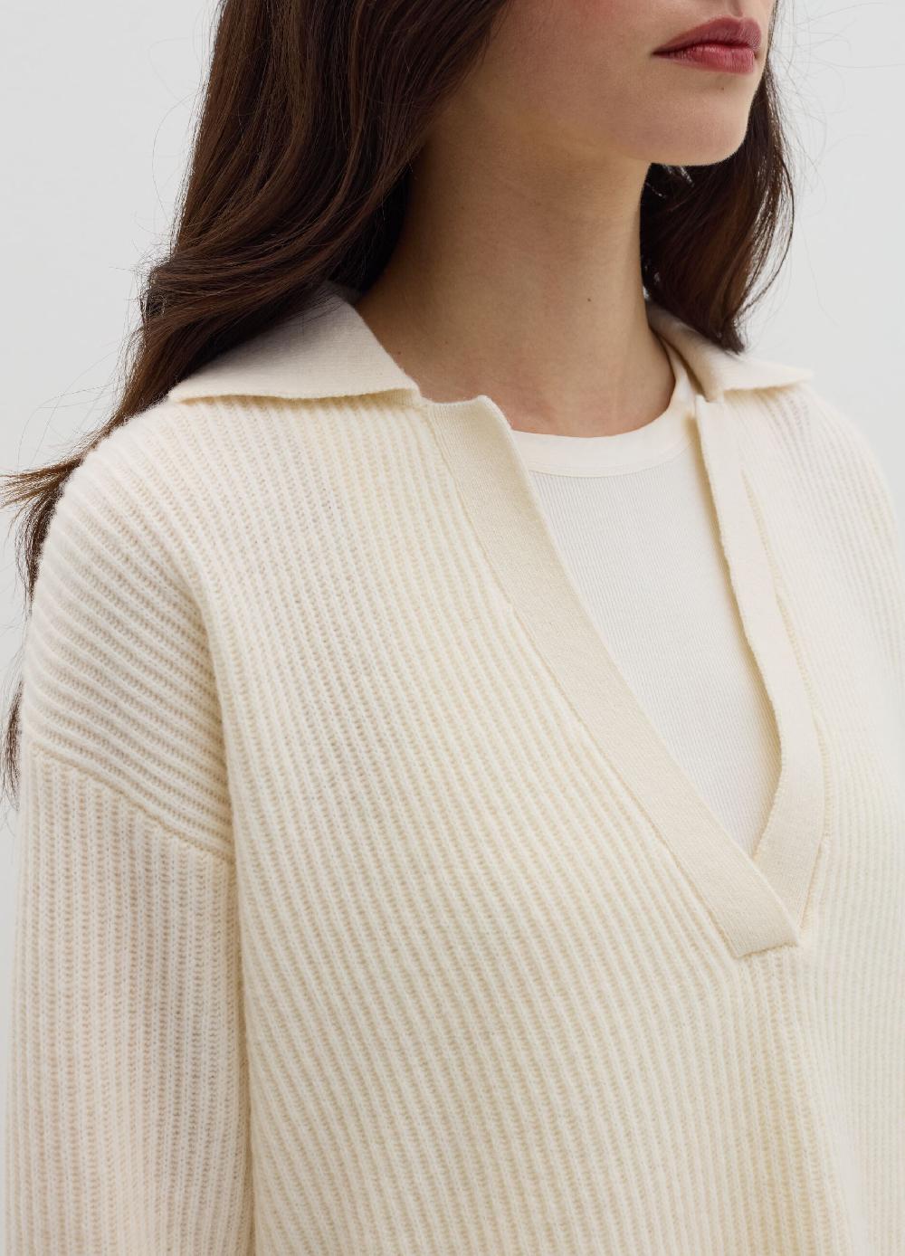 Stefanel Maglia In Lana Cardata Con Scollo A Polo