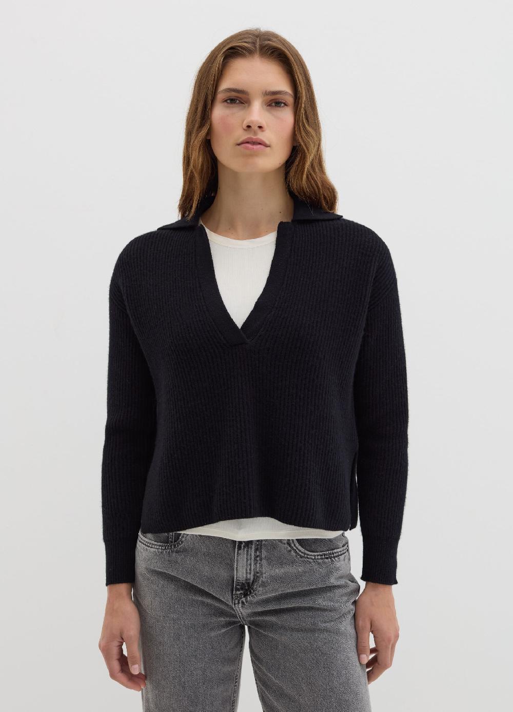 Stefanel Maglia In Lana Cardata Con Scollo A Polo