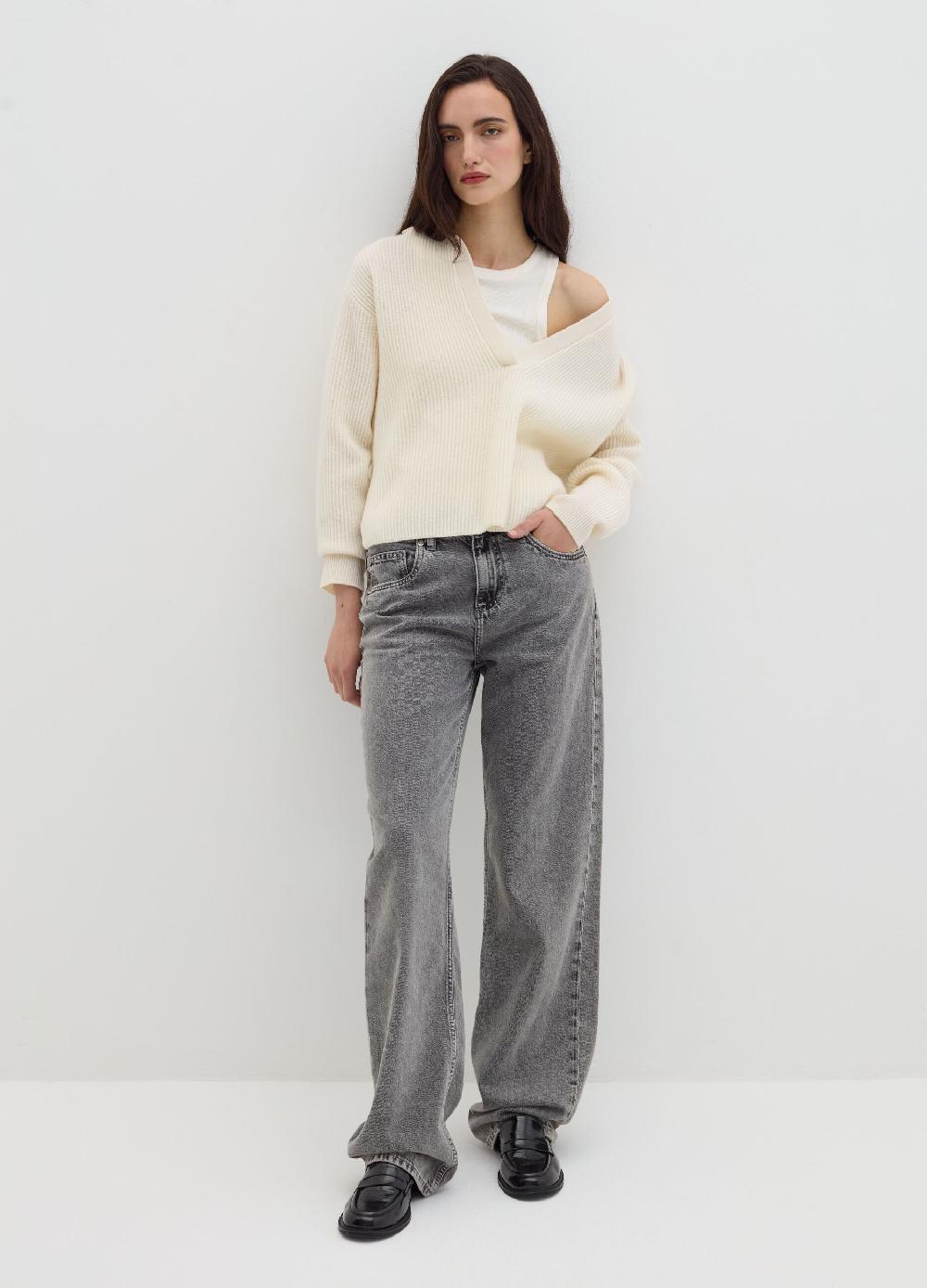 Stefanel Maglia in lana cardata con scollo a polo