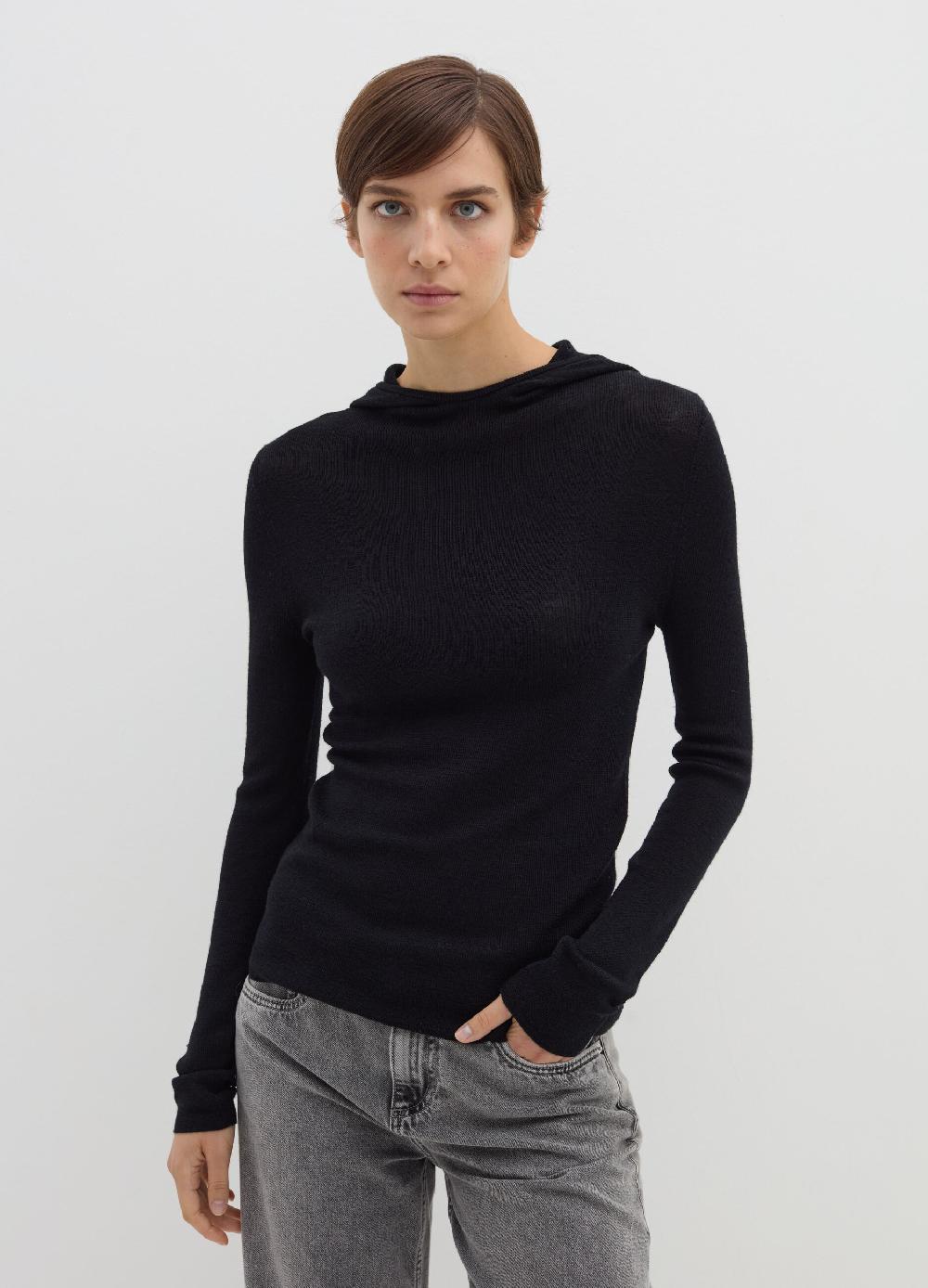 Stefanel Maglia In Lana E Seta Con Cappuccio