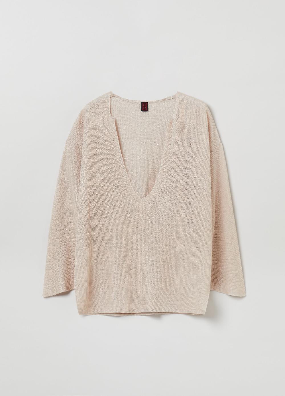 Stefanel Maglia In Lino Maniche A Tre Quarti