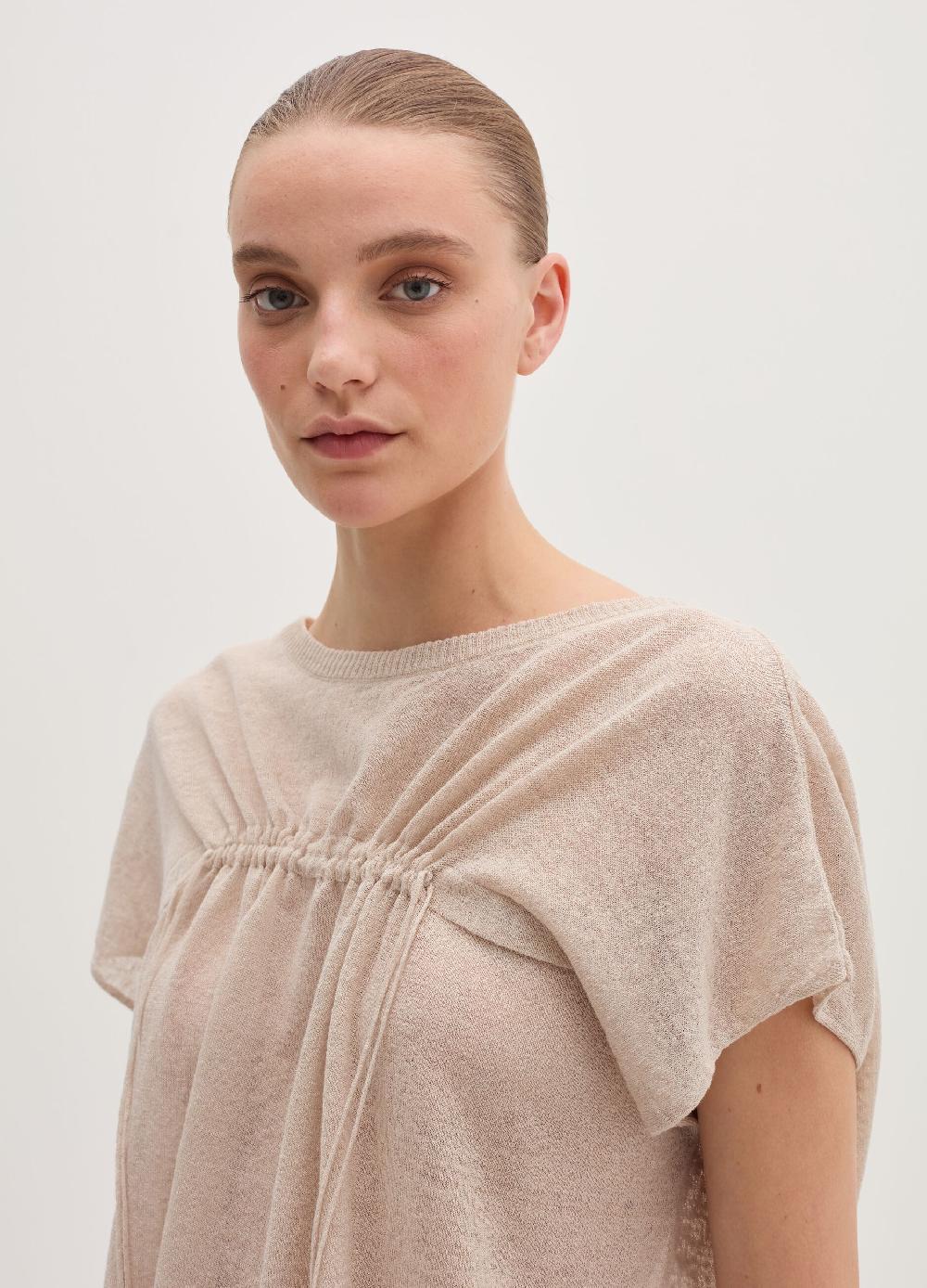 Stefanel Maglia In Misto Lino Con Coulisse