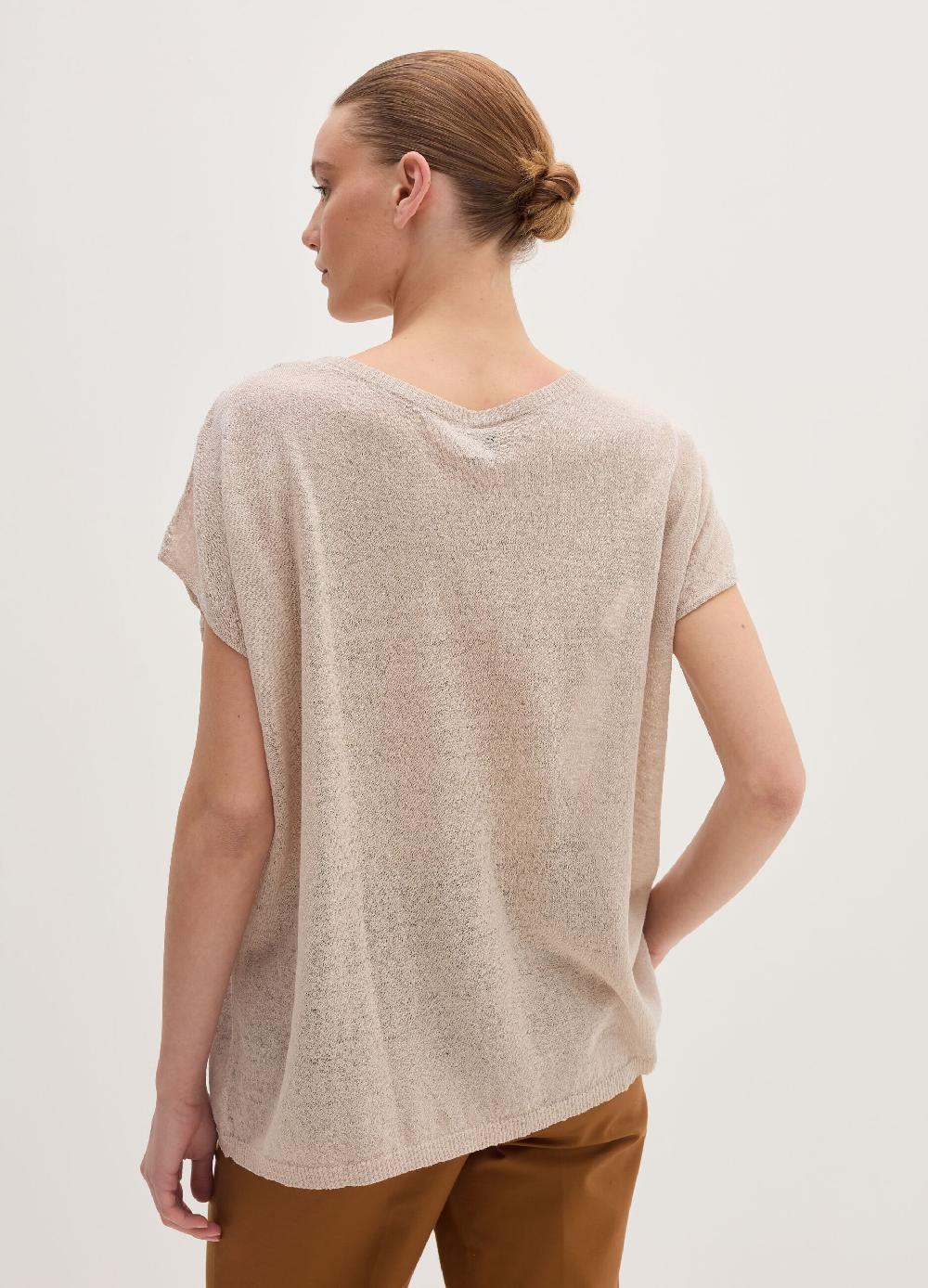 Stefanel Maglia In Misto Lino Con Coulisse
