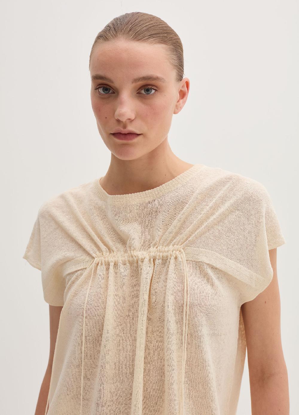 Stefanel Maglia In Misto Lino Con Coulisse