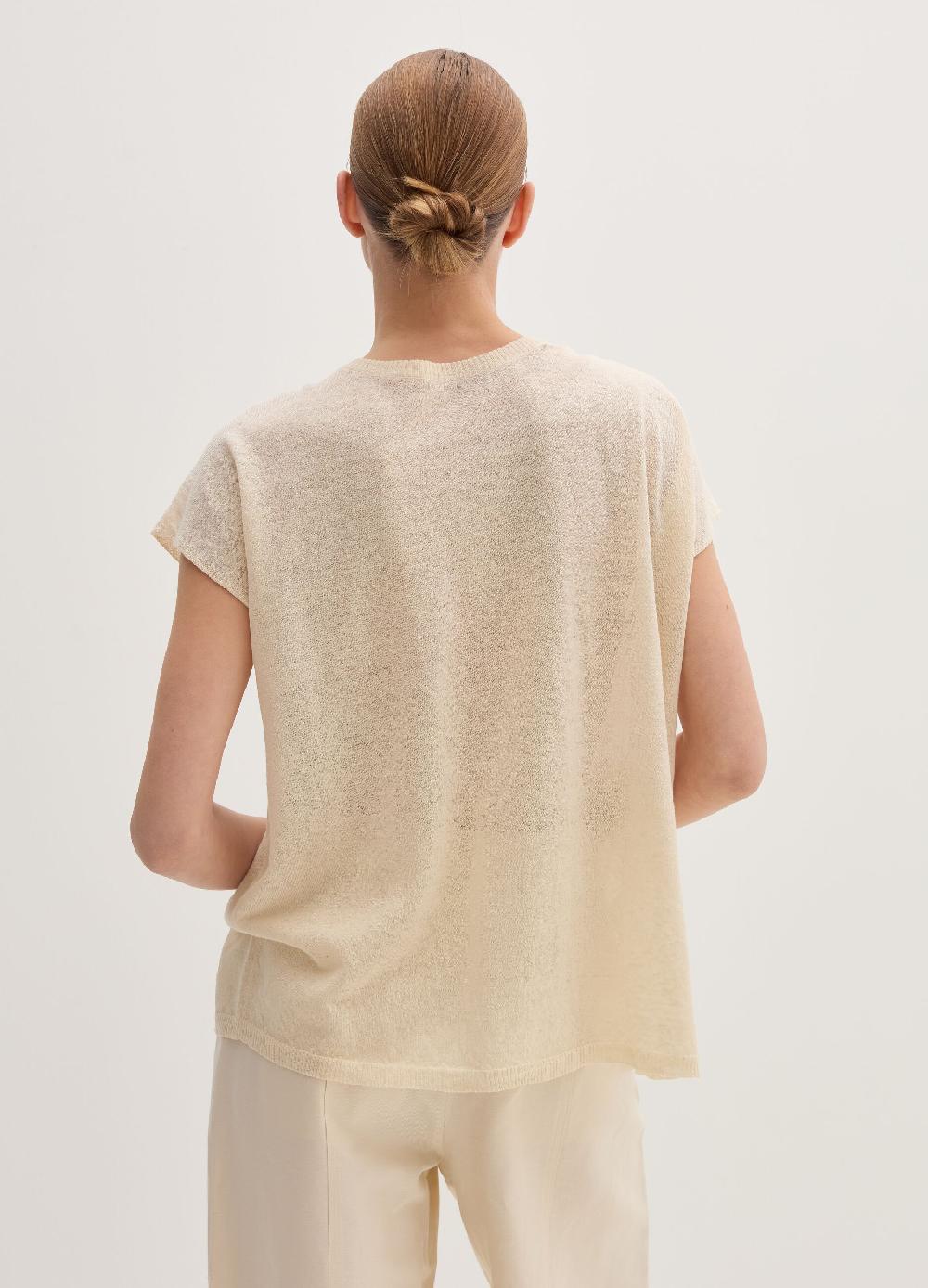 Stefanel Maglia In Misto Lino Con Coulisse