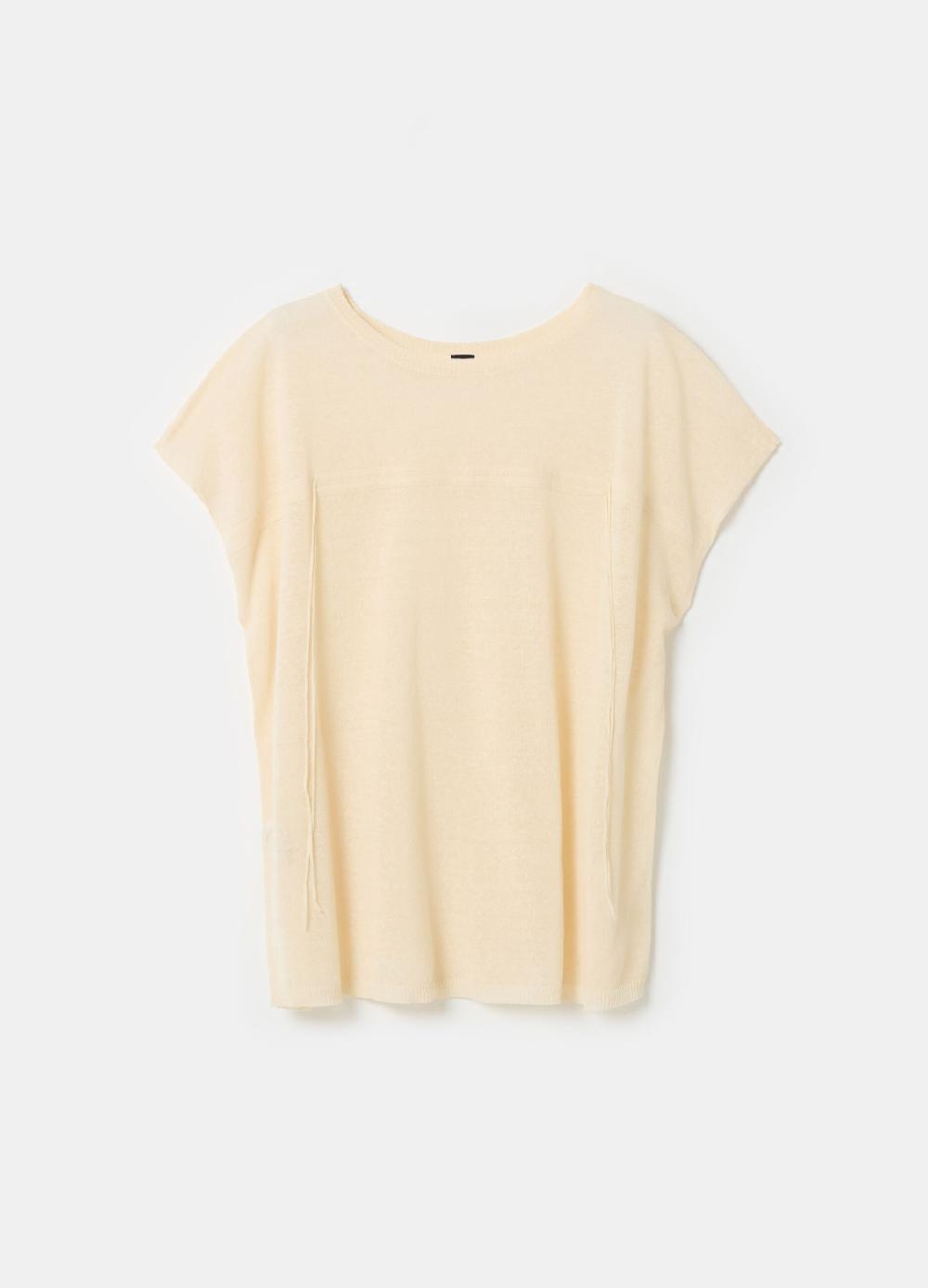 Stefanel Maglia In Misto Lino Con Coulisse