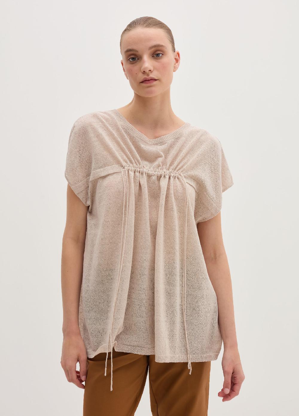 Stefanel Maglia in misto lino con coulisse