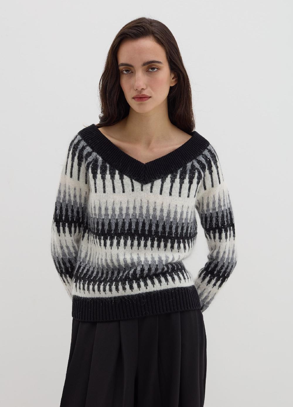 Stefanel Maglia Jacquard Con Micro Paillettes