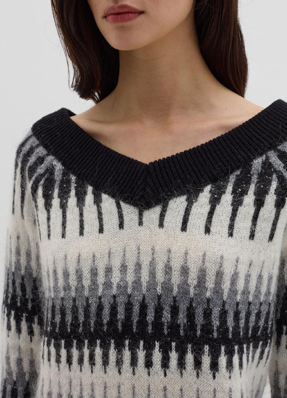 Stefanel Maglia Jacquard Con Micro Paillettes