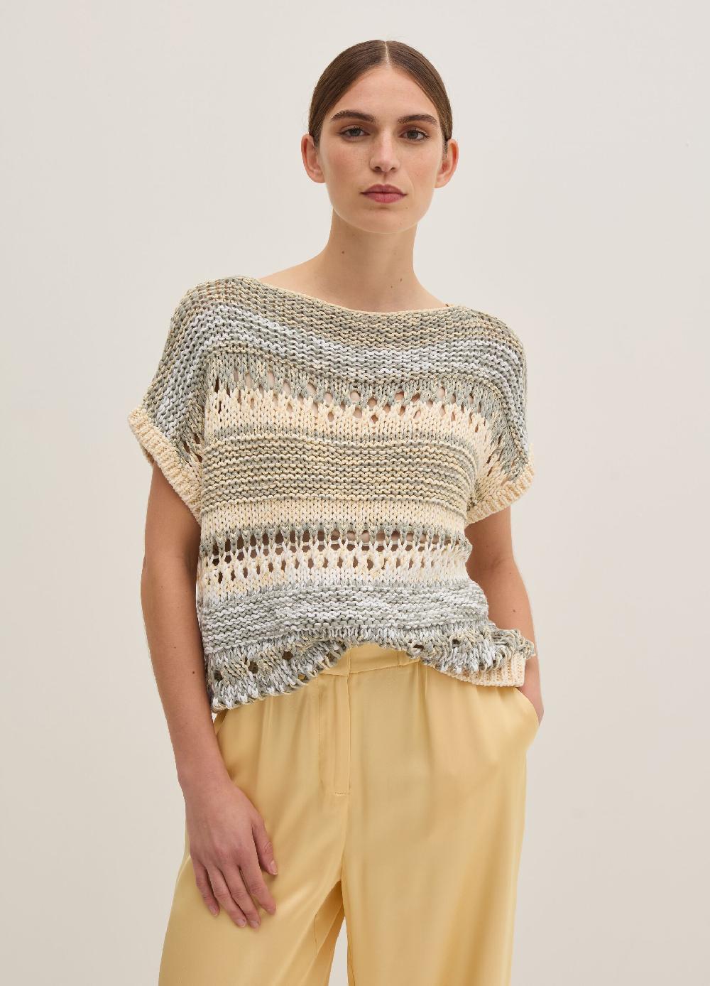 Stefanel Maglia Lavorata Con Fantasia Multicolore