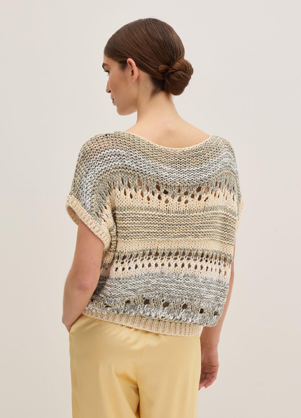 Stefanel Maglia Lavorata Con Fantasia Multicolore