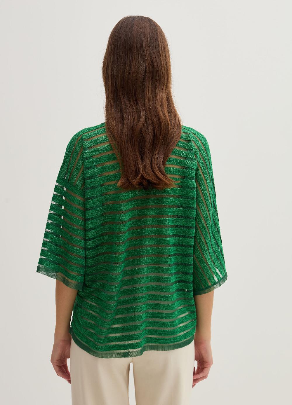 Stefanel Maglia Semitrasparente A Righe