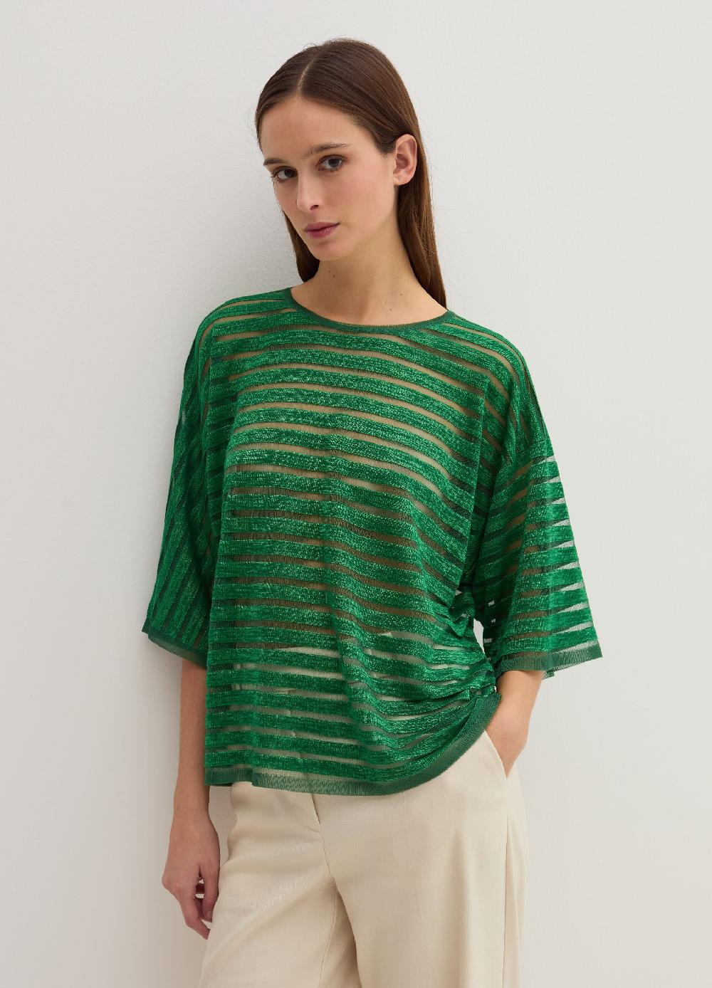 Stefanel Maglia semitrasparente a righe