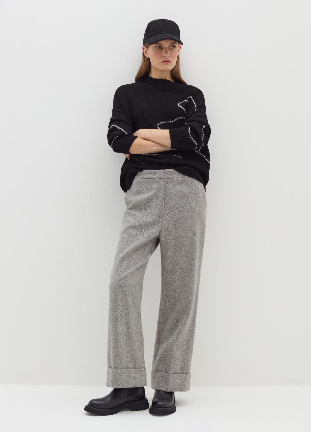 Stefanel Pantalone a gamba larga con risvolti